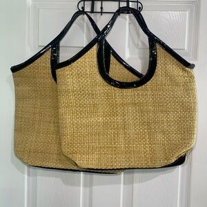 Stylish Tan and Black Tote Bag BUNDLE OF 2